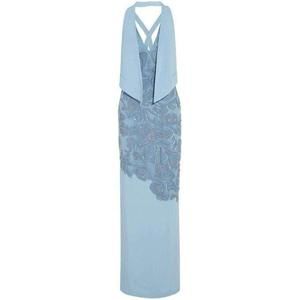 Versace - Blue Leather Cutout Lace Embellished Gown - FR 40